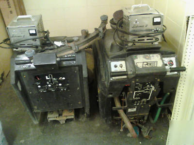 Floor buffer and scrubber with chargers and battieries