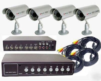 Cctv system kit - 4 ir cameras & audio quad processor 