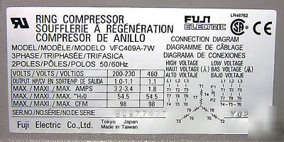 Blower / vacuum pump VFC409A-7W made by fuji