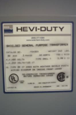 Hevi-duty 30 kva transformer - excellent condition