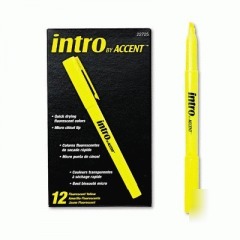 Accent intro highlighter, chisel tip, fluorescent yello