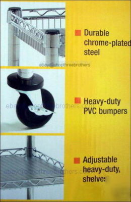 New rolling 3 shelf medical steel utility push cart