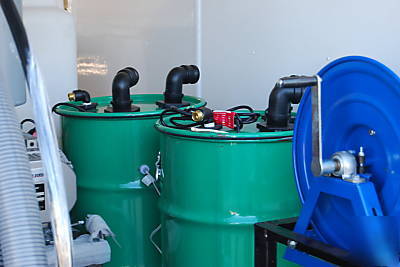 Pressure washer trailer, water recovery, recycling