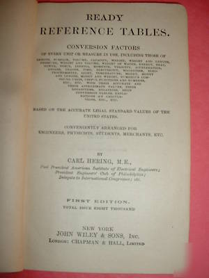 Conversion tables-carl hemming,m.e.-first edition-1904.