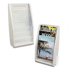 Deflecto multitiered magazine holder