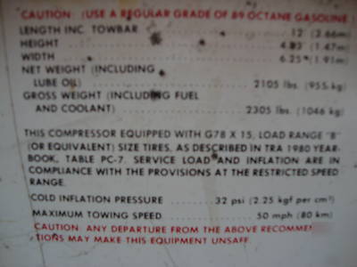 P175 cfm portable ingersoll-rand air compressor towable