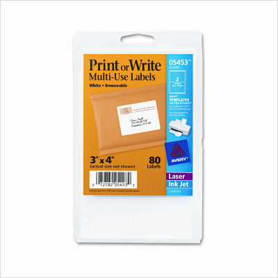 Self-adhesive removable labels, 3 x 4, white, 80/pack