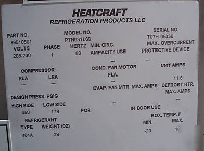 Heatcraft PRO3 indoor freezer refrigeration system