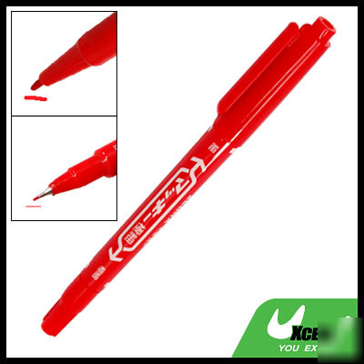 Fine point permanent marker pen red with dual tips