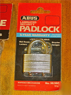 New 3 locks combo & pad + 6 foot security cable abus ib