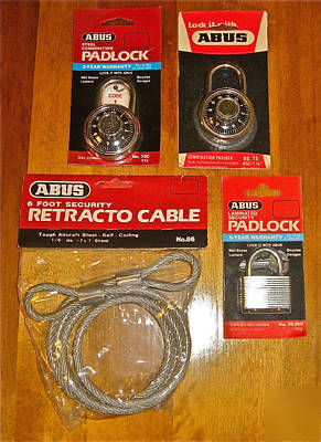 New 3 locks combo & pad + 6 foot security cable abus ib