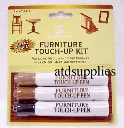New 3PC furniture touch up kit light medium dark pens 
