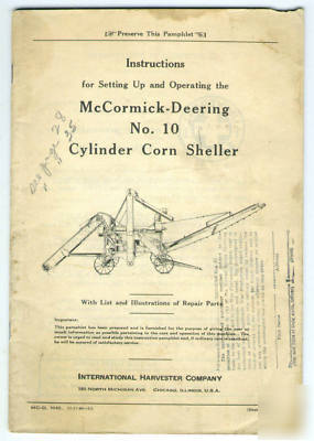 Mccormick deering no. 10 cylinder corn sheller manual