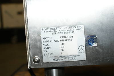 Somerset dough roller sheeter mint condition cdr-1500