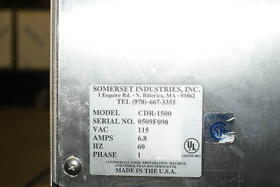 Somerset dough roller sheeter mint condition cdr-1500
