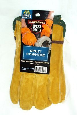 Men's split cowhide work gloves- medium - w/ball& tape
