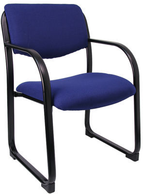New 4X lot blue fabric open back reception side chairs 