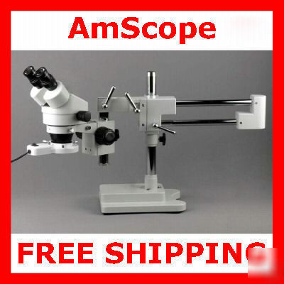 7X-45X binocular inspection boom microscope + ring lite