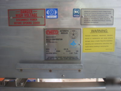 New nieco automatic broiler model N1535 brand gas/115V