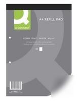 Pack of 3 narrow feint ruled 80 sheet A4 refill pads