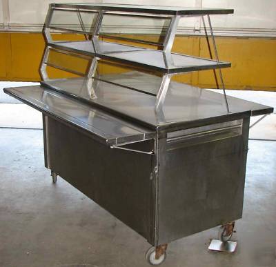 Stainless prep/serving table, 3 tier & 2 upper shelves