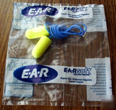10 pr e-a-r..soft, yellow neons, corded ear plugs..wow 