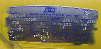 Acco 3 ton cable hoist, winch, lift