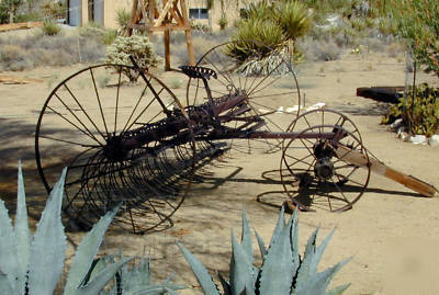 Antique horse drawn hay rake