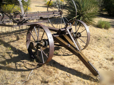 Antique horse drawn hay rake