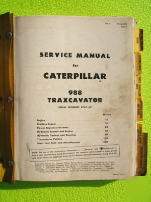 Cat service manual 988 traxcavator serial #87A1 - up 