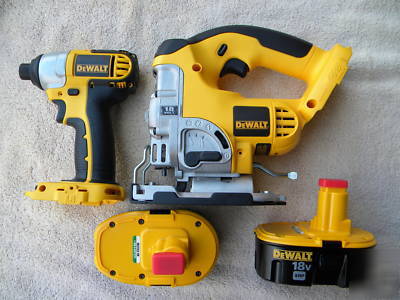 Dewalt 18 volt DC330 jig saw, DC825 impact,2 battery