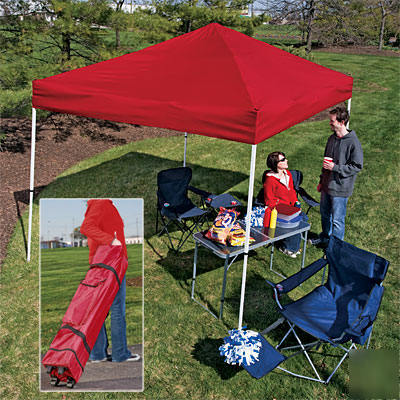 New gameday gear tailgate pop-up with wheeled bag 