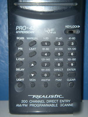 Pro-43 hyper scan realistic am/fm programable scanner