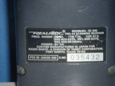 Pro-43 hyper scan realistic am/fm programable scanner