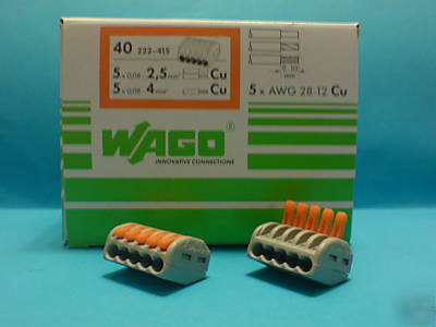 Wago 5 lever connector block terminal clamp box of 40 