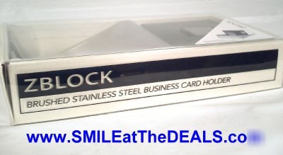 Stainless steel zblock business card holder