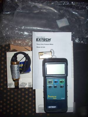 Extech 407495 h/duty pressure meter w/PT30 + fluke hat