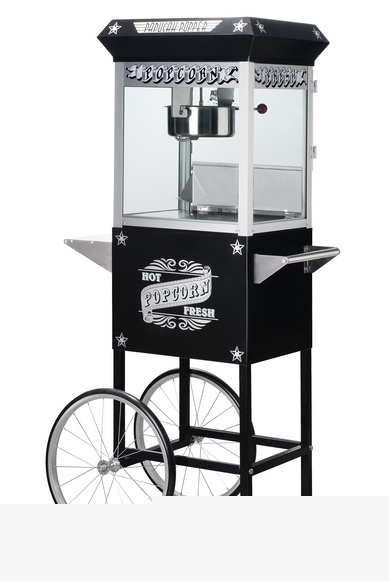 Black antique style popcorn popper machine cart 8 ounce