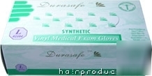 Box of 100 disposable powdered vinyl med. sized gloves