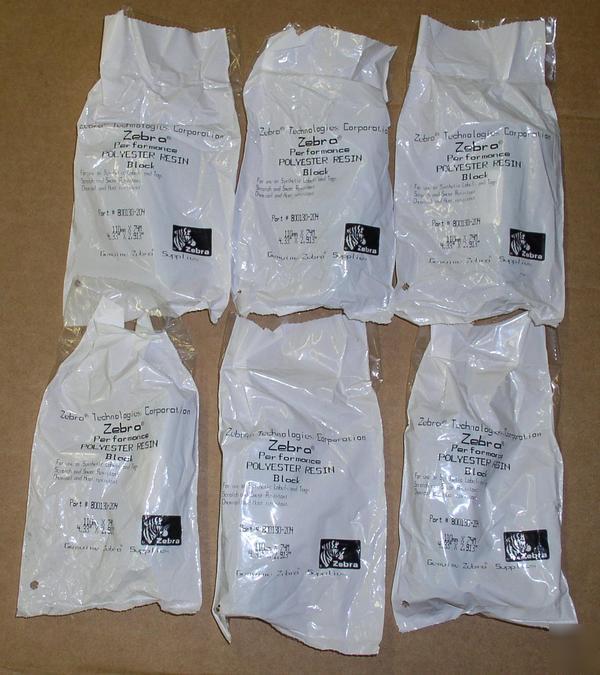 New (6) zebra barcode ribbons 800130-204, tlp 2844