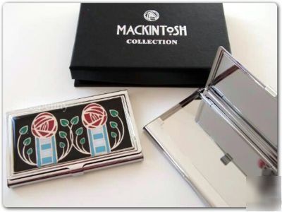New mackintosh rose leaf red black business card holder
