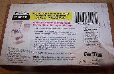 New gen tran traffic signal transfer switch 30A in box