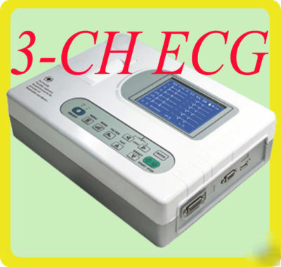 3-ch ecg ekg machine electrocardiograph+interpretation 