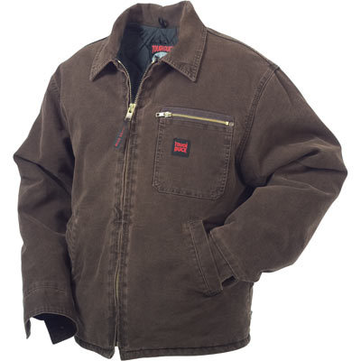 Tough duck washed chore jacket - medium, chestnut