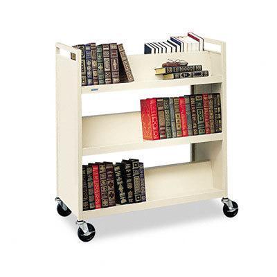  steel slant shelf double-sided book cart, 6-shelf