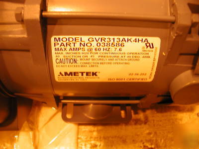 Gasoline vapor recovery pump - ametek GVR313AK4HA