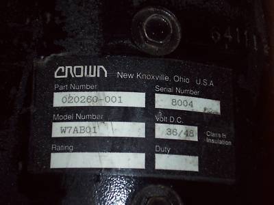 Crown forklift motor 020260-001 W7AB01 complete rebuild