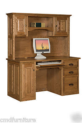 New 62 large computer desk hutch red oak amish made 