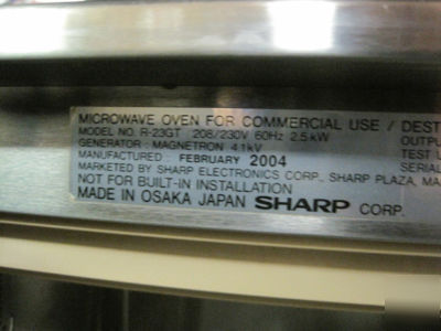 R-23GT sharp commercial microwave oven 11125 restaurant