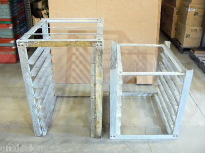 2 aluminum full size bakery bread sheet pan racks 